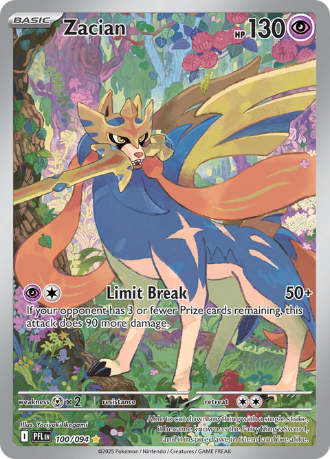 Zacian 100/094 from Phantasmal Flames (PFL) - Illustration Rare English Pokémon TCG single card