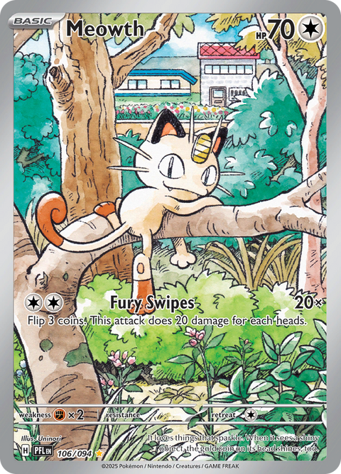 Meowth 106/094 from Phantasmal Flames (PFL) - Illustration Rare English Pokémon TCG single card