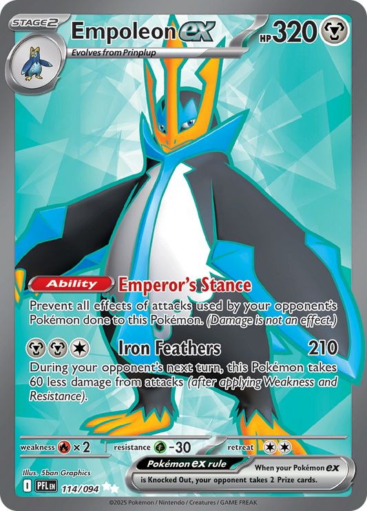 Empoleon ex 114/094 from Phantasmal Flames (PFL) - Ultra Rare English Pokémon TCG single card