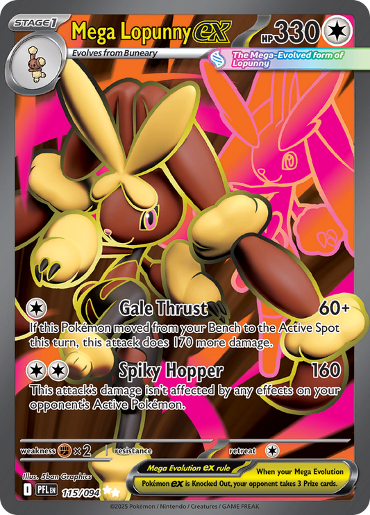 Mega Lopunny ex 115/094 from Phantasmal Flames (PFL) - Ultra Rare English Pokémon TCG single card