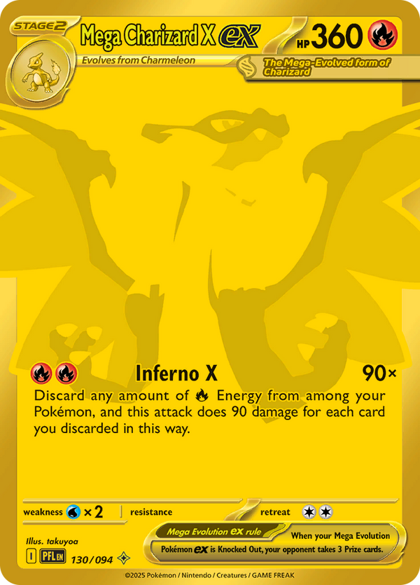 Mega Charizard X ex 130/094 from Phantasmal Flames (PFL) - Mega Hyper Rare English Pokémon TCG single card