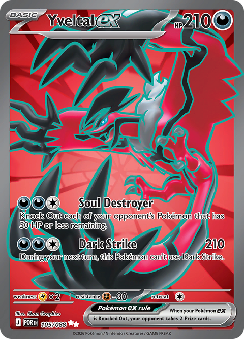 Yveltal ex 105/088 from Perfect Order (POR) - Ultra Rare English Pokémon TCG single card