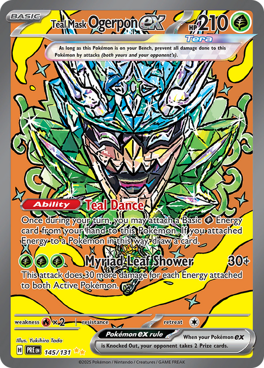 Teal Mask Ogerpon ex 145/131 from Prismatic Evolutions (PRE) - Special Illustration Rare English Pokémon TCG single card