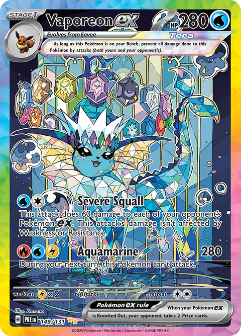 Vaporeon ex 149/131 from Prismatic Evolutions (PRE) - Special Illustration Rare English Pokémon TCG single card