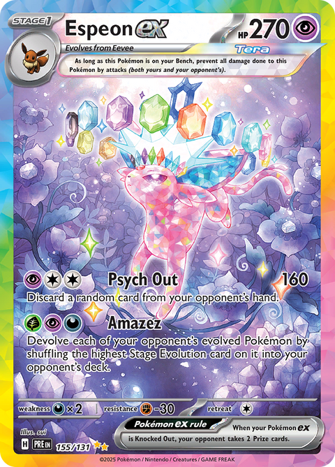 Espeon ex 155/131 from Prismatic Evolutions (PRE) - Special Illustration Rare English Pokémon TCG single card