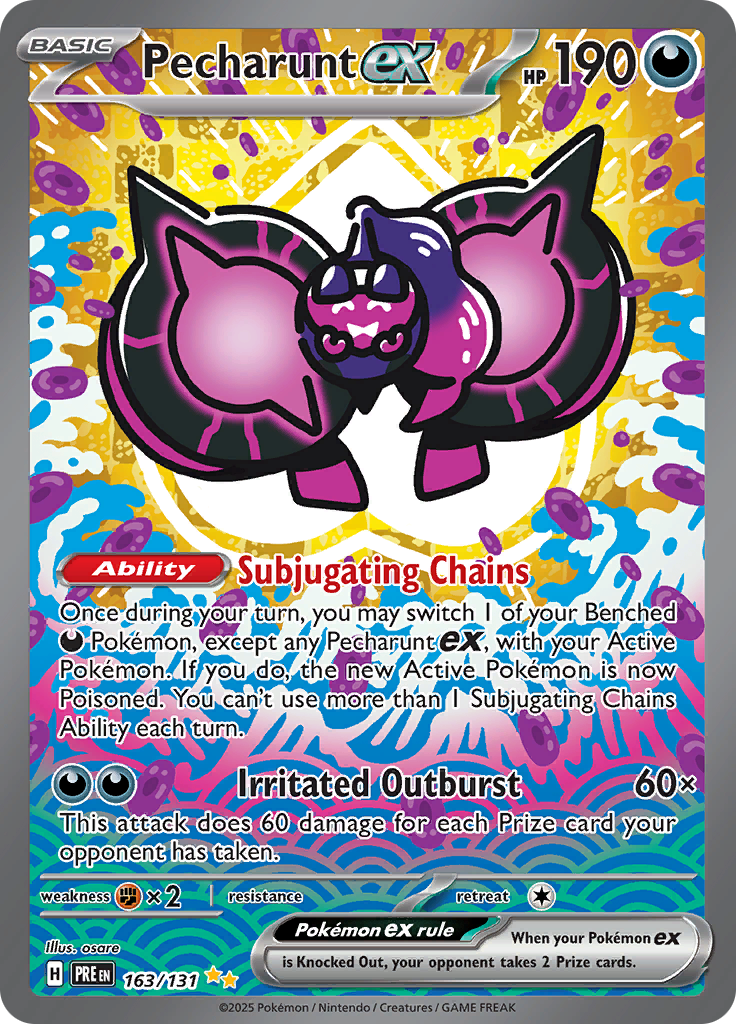 Pecharunt ex 163/131 from Prismatic Evolutions (PRE) - Special Illustration Rare English Pokémon TCG single card