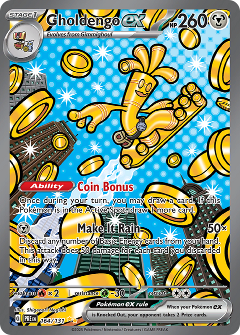 Gholdengo ex 164/131 from Prismatic Evolutions (PRE) - Special Illustration Rare English Pokémon TCG single card