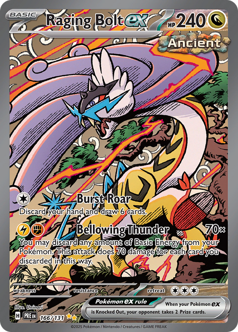 Raging Bolt ex 166/131 from Prismatic Evolutions (PRE) - Special Illustration Rare English Pokémon TCG single card