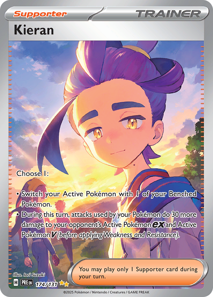 Kieran 174/131 from Prismatic Evolutions (PRE) - Special Illustration Rare English Pokémon TCG single card