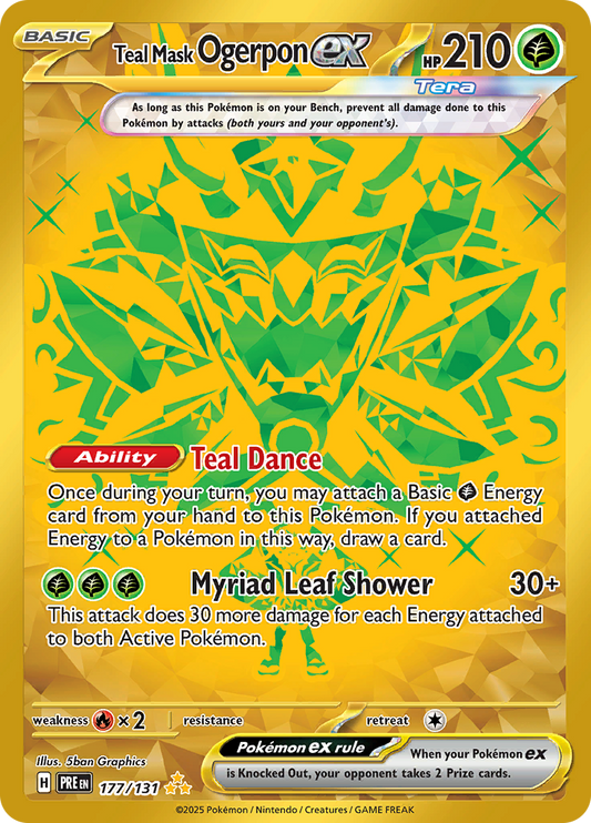 Teal Mask Ogerpon ex 177/131 from Prismatic Evolutions (PRE) - Hyper Rare English Pokémon TCG single card