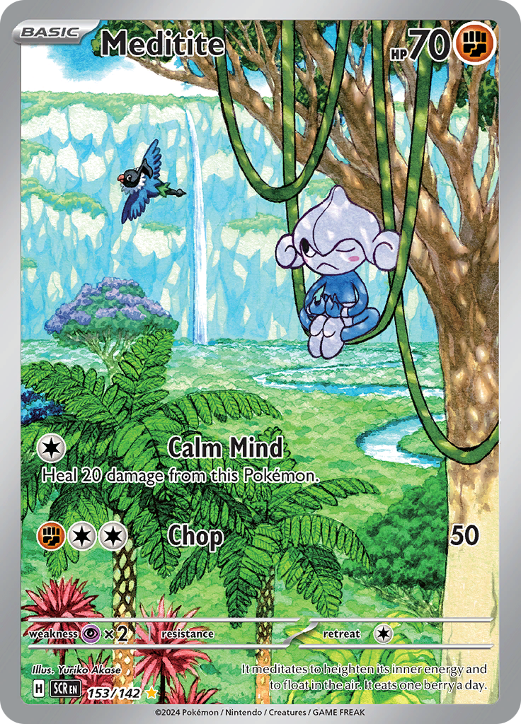 Meditite 153/142 from Stellar Crown (SCR) - Illustration Rare English Pokémon TCG single card