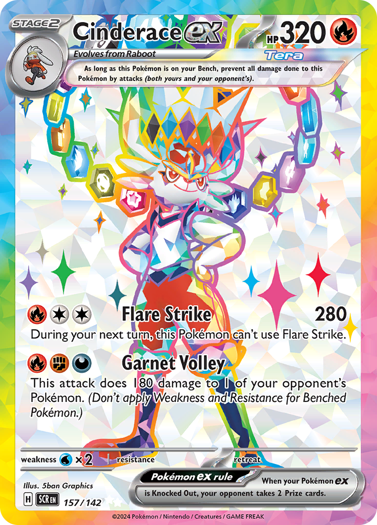 Cinderace ex 157/142 from Stellar Crown (SCR) - Ultra Rare English Pokémon TCG single card