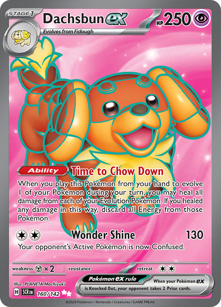 Dachsbun ex 160/142 from Stellar Crown (SCR) - Ultra Rare English Pokémon TCG single card