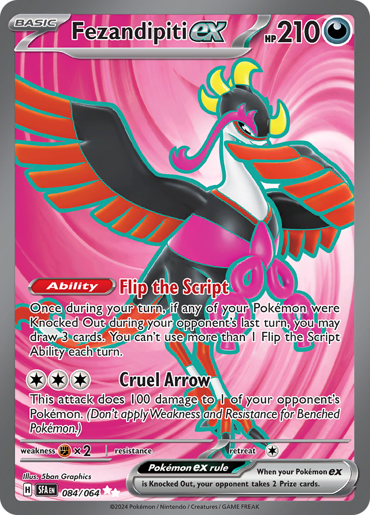 Fezandipiti ex 084/064 from Shrouded Fable (SFA) - Ultra Rare English Pokémon TCG single card