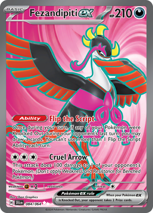 Fezandipiti ex 084/064 from Shrouded Fable (SFA) - Ultra Rare English Pokémon TCG single card