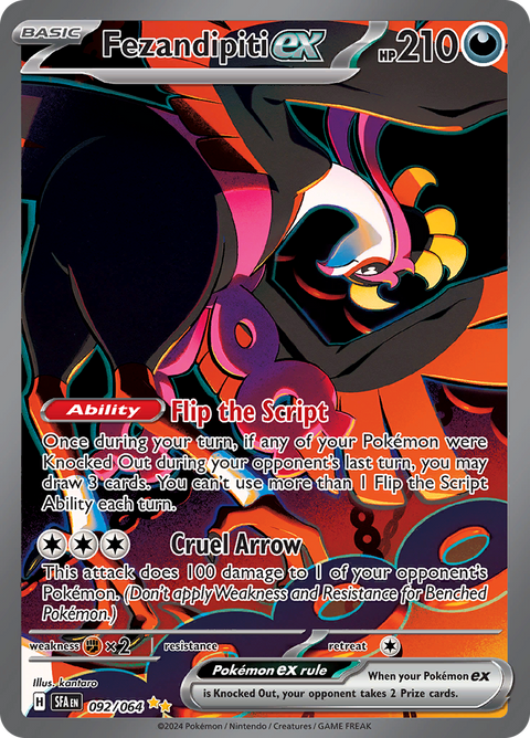Fezandipiti ex 092/064 from Shrouded Fable (SFA) - Special Illustration Rare English Pokémon TCG single card