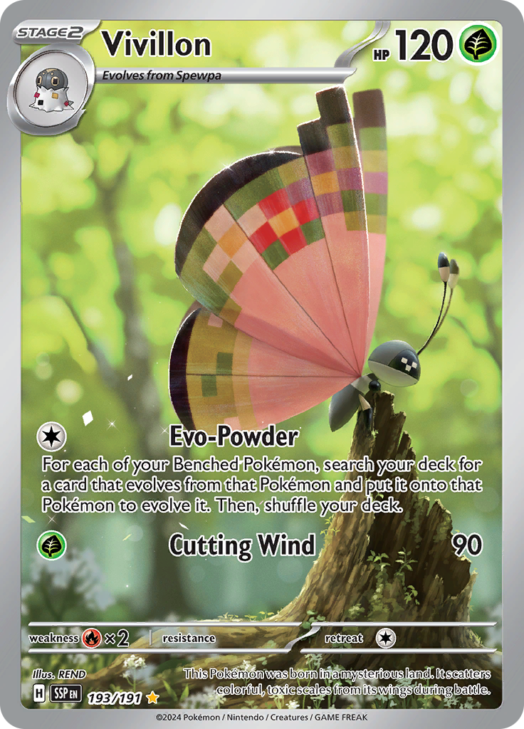 Vivillon 193/191 from Surging Sparks (SSP) - Illustration Rare English Pokémon TCG single card