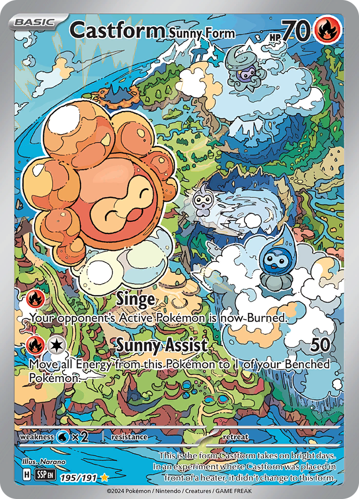 Castform Sunny Form 195/191 from Surging Sparks (SSP) - Illustration Rare English Pokémon TCG single card