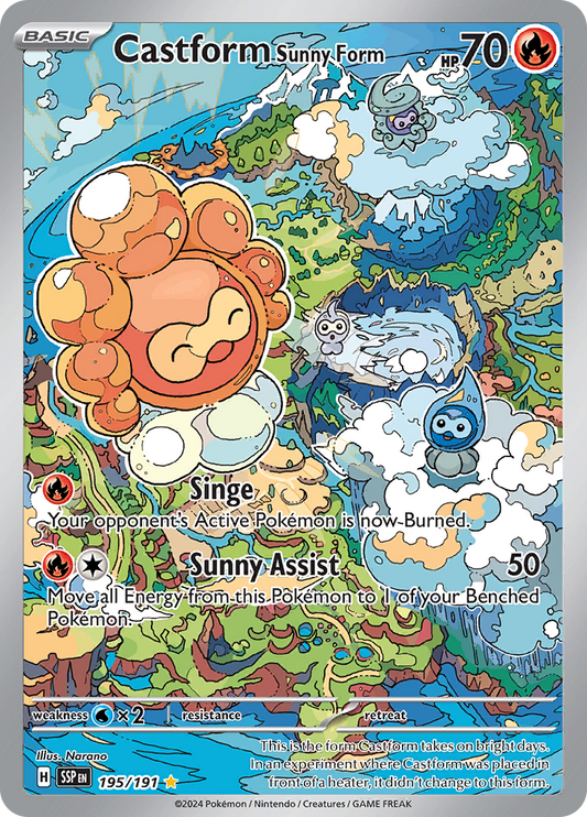 Castform Sunny Form 195/191 from Surging Sparks (SSP) - Illustration Rare English Pokémon TCG single card