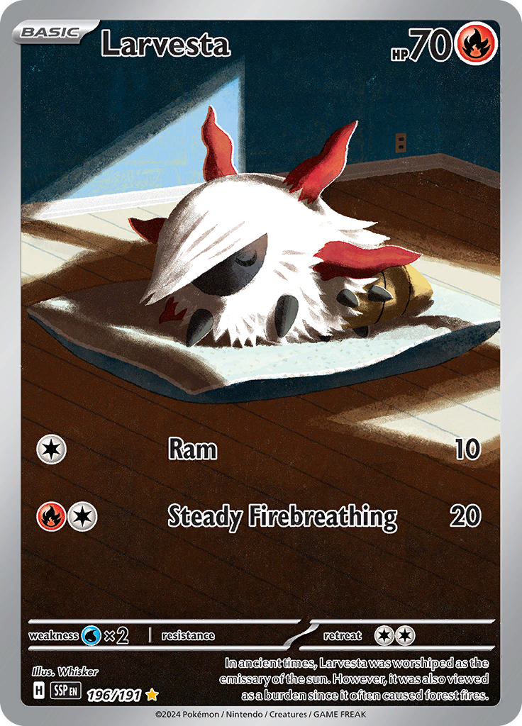Larvesta 196/191 from Surging Sparks (SSP) - Illustration Rare English Pokémon TCG single card