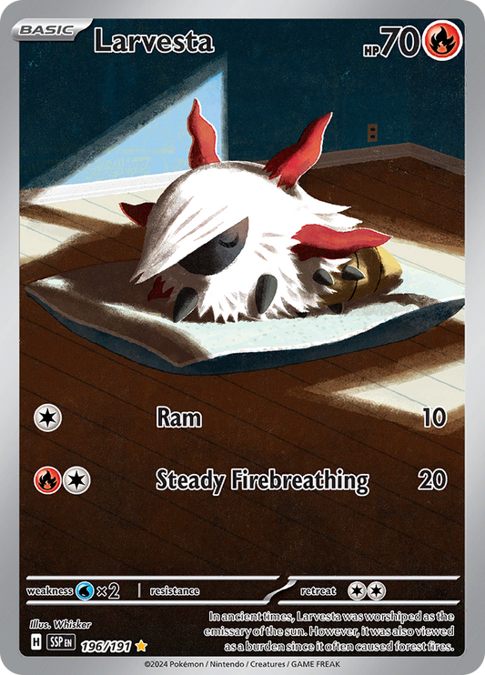 Larvesta 196/191 from Surging Sparks (SSP) - Illustration Rare English Pokémon TCG single card