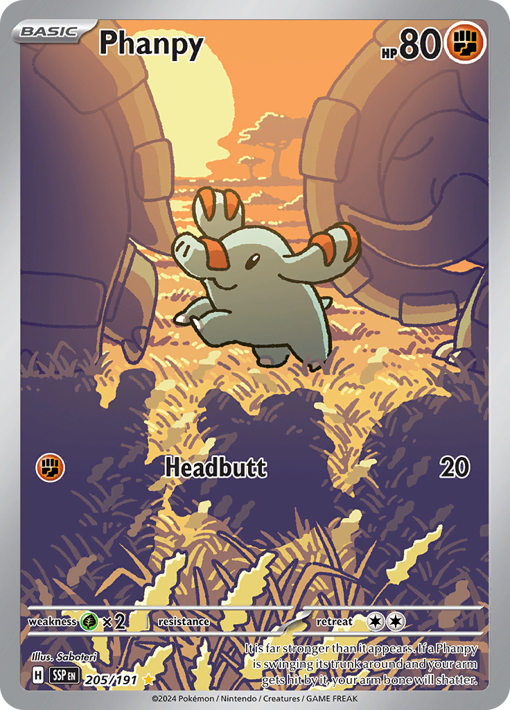 Phanpy 205/191 from Surging Sparks (SSP) - Illustration Rare English Pokémon TCG single card