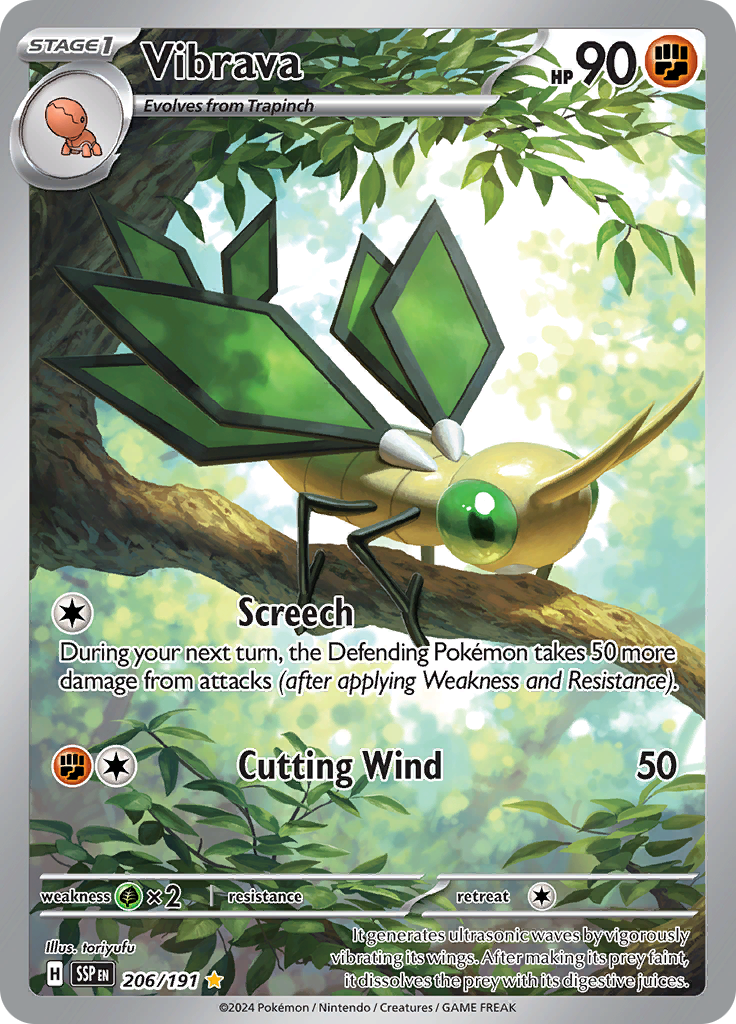 Vibrava 206/191 from Surging Sparks (SSP) - Illustration Rare English Pokémon TCG single card