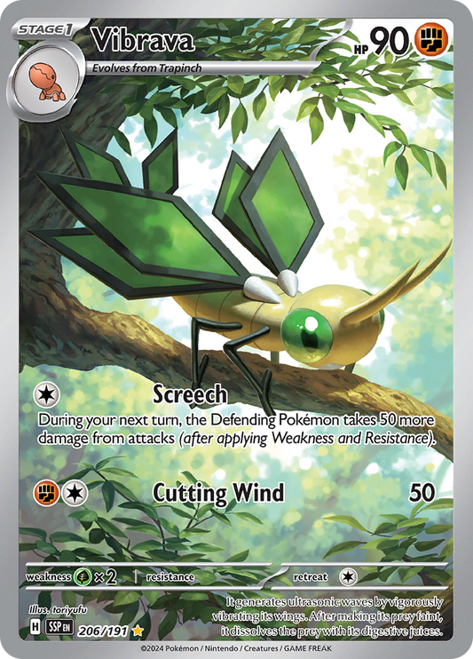 Vibrava 206/191 from Surging Sparks (SSP) - Illustration Rare English Pokémon TCG single card
