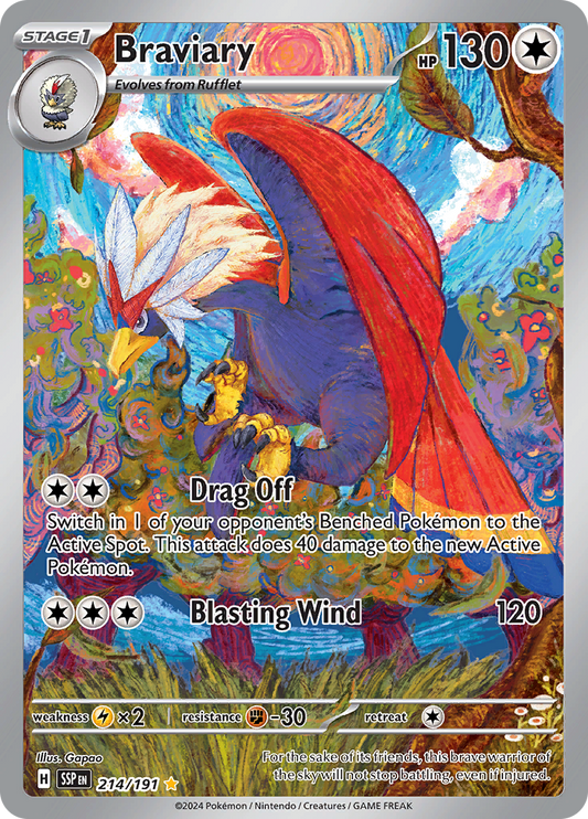 Braviary 214/191 from Surging Sparks (SSP) - Illustration Rare English Pokémon TCG single card