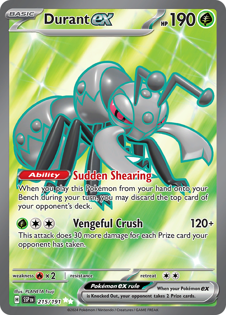 Durant ex 215/191 from Surging Sparks (SSP) - Ultra Rare English Pokémon TCG single card