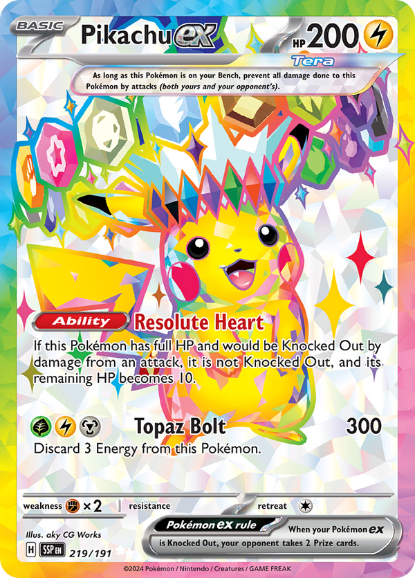 Pikachu ex 219/191 from Surging Sparks (SSP) - Ultra Rare English Pokémon TCG single card