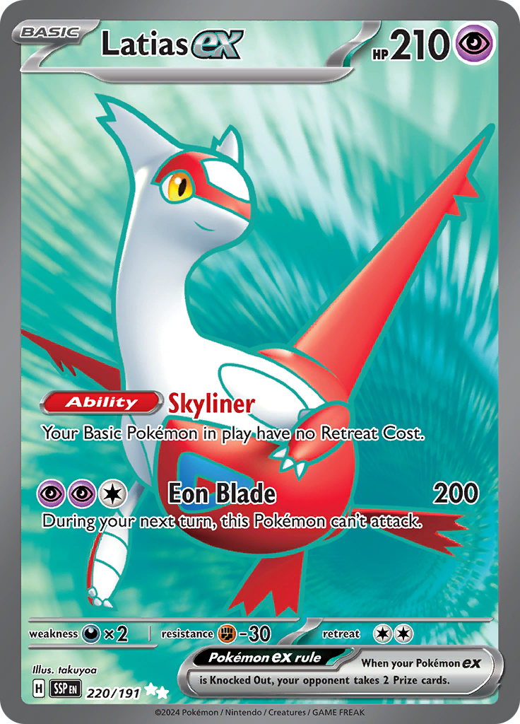 Latias ex 220/191 from Surging Sparks (SSP) - Ultra Rare English Pokémon TCG single card