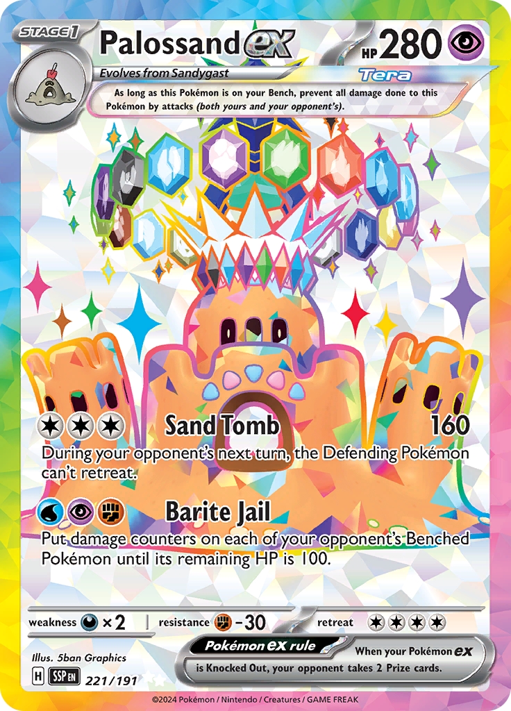 Palossand ex 221/191 from Surging Sparks (SSP) - Ultra Rare English Pokémon TCG single card