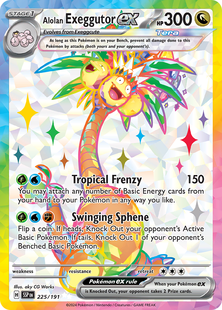 Alolan Exeggutor ex 225/191 from Surging Sparks (SSP) - Ultra Rare English Pokémon TCG single card