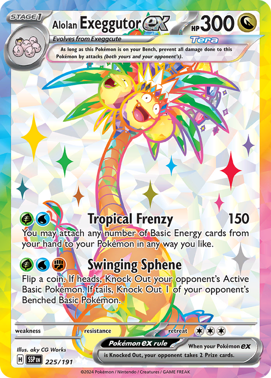 Alolan Exeggutor ex 225/191 from Surging Sparks (SSP) - Ultra Rare English Pokémon TCG single card