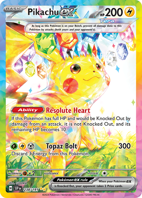 Pikachu ex 238/191 from Surging Sparks (SSP) - Special Illustration Rare English Pokémon TCG single card