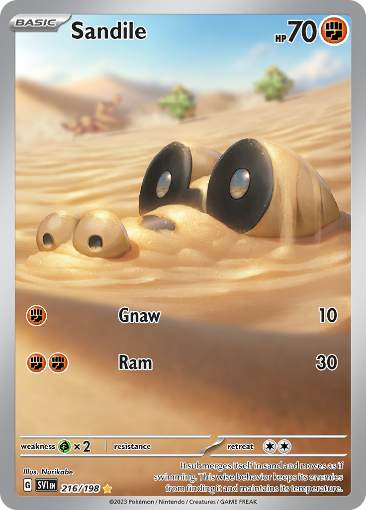 Sandile 216/198 from Scarlet & Violet (SVI) - Illustration Rare English Pokémon TCG single card