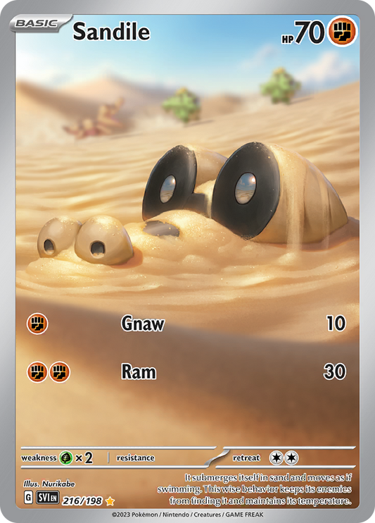 Sandile 216/198 from Scarlet & Violet (SVI) - Illustration Rare English Pokémon TCG single card