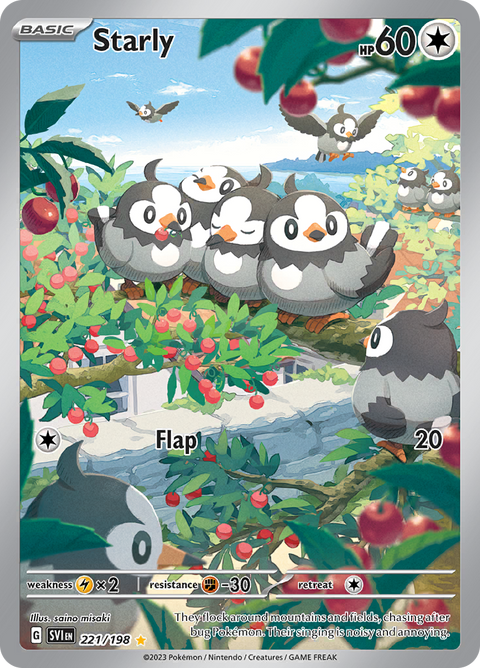 Starly 221/198 from Scarlet & Violet (SVI) - Illustration Rare English Pokémon TCG single card