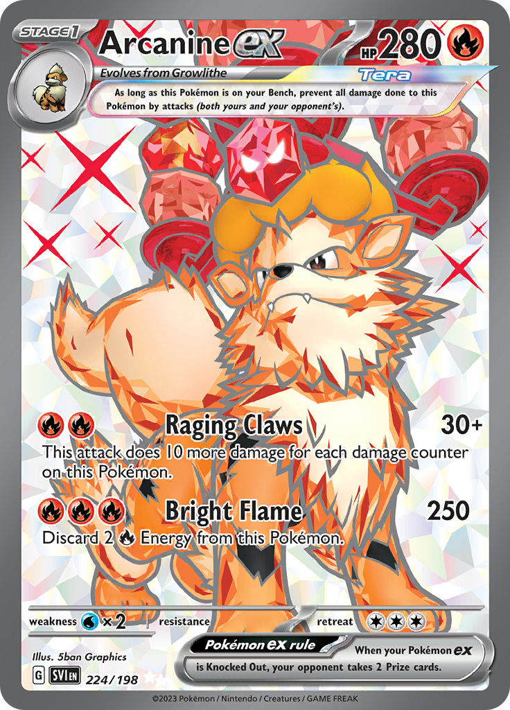 Arcanine ex 224/198 from Scarlet & Violet (SVI) - Ultra Rare English Pokémon TCG single card