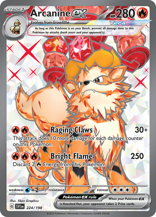 Arcanine ex 224/198 from Scarlet & Violet (SVI) - Ultra Rare English Pokémon TCG single card