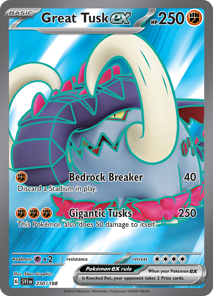 Great Tusk ex 230/198 from Scarlet & Violet (SVI) - Ultra Rare English Pokémon TCG single card