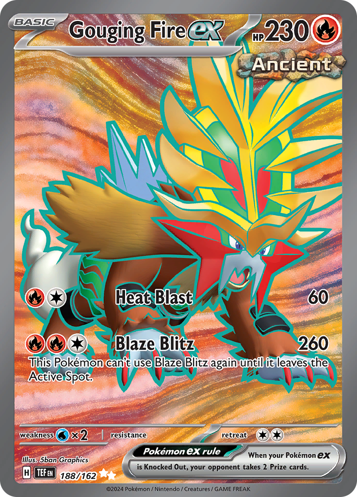 Gouging Fire ex 188/162 from Temporal Forces (TEF) - Ultra Rare English Pokémon TCG single card