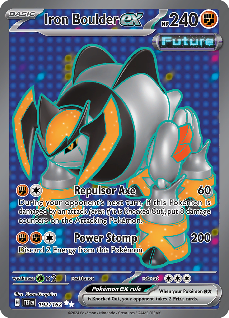 Iron Boulder ex 192/162 from Temporal Forces (TEF) - Ultra Rare English Pokémon TCG single card