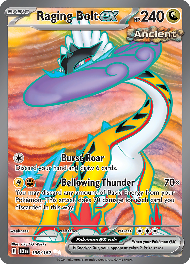 Raging Bolt ex 196/162 from Temporal Forces (TEF) - Ultra Rare English Pokémon TCG single card