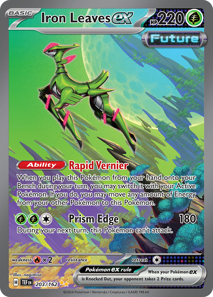 Iron Leaves ex 203/162 from Temporal Forces (TEF) - Special Illustration Rare English Pokémon TCG single card