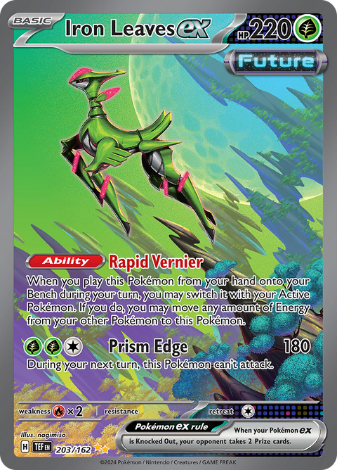 Iron Leaves ex 203/162 from Temporal Forces (TEF) - Special Illustration Rare English Pokémon TCG single card