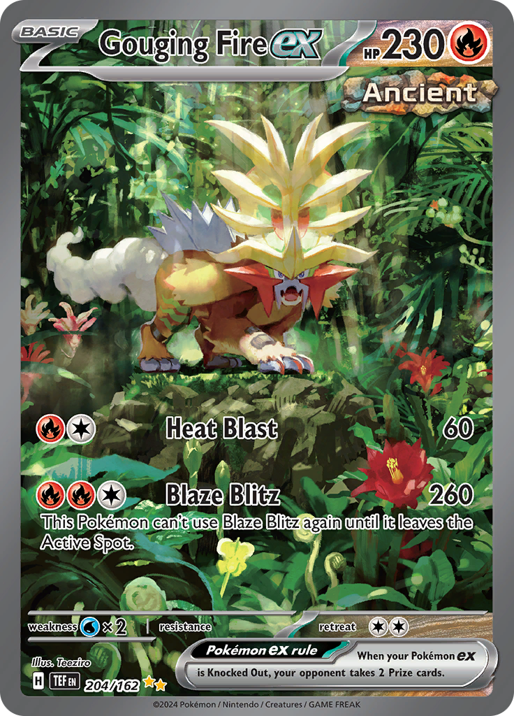 Gouging Fire ex 204/162 from Temporal Forces (TEF) - Special Illustration Rare English Pokémon TCG single card