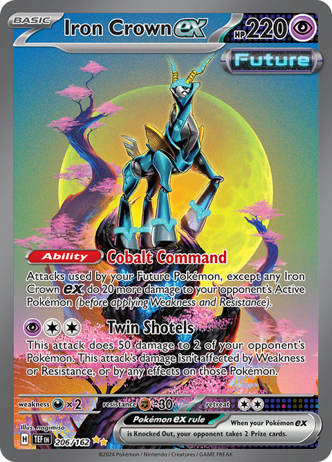 Iron Crown ex 206/162 from Temporal Forces (TEF) - Special Illustration Rare English Pokémon TCG single card