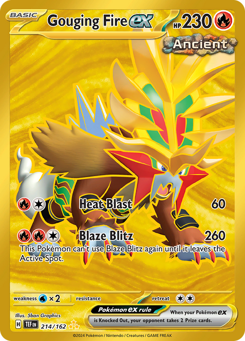 Gouging Fire ex 214/162 from Temporal Forces (TEF) - Hyper Rare English Pokémon TCG single card